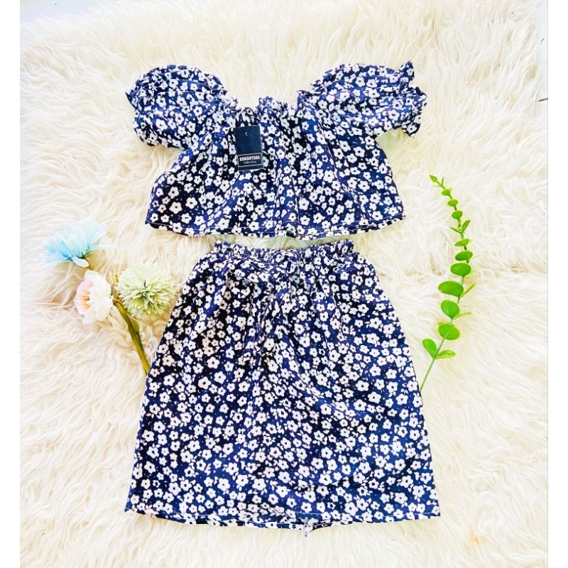 Setelan rok serut bayi anak