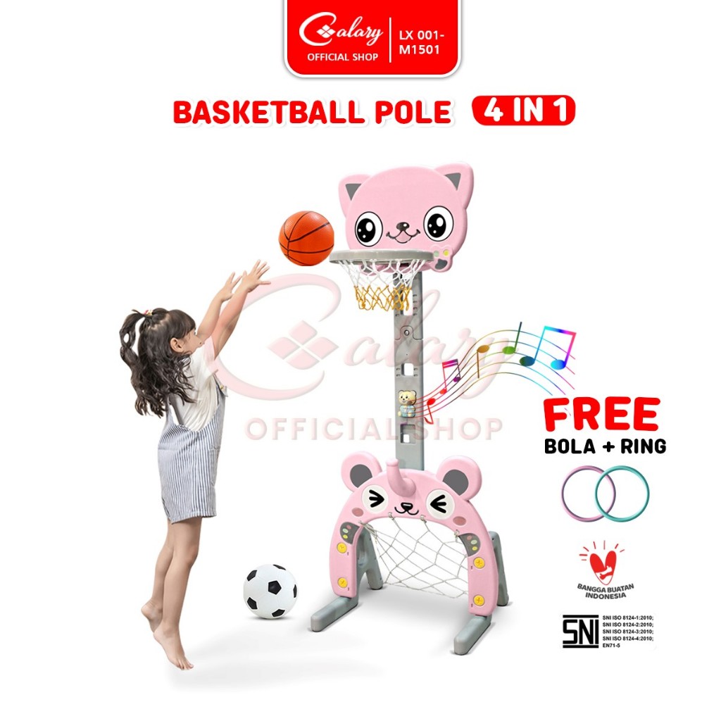 CALARY Ring Gawang Bola Basket SNI 4in1 Portable HDPE Mainan Berstandar 001-1501