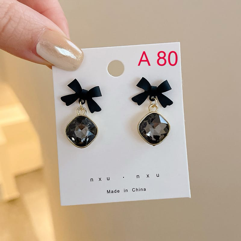 Anting Korea Ribbon Black A80 /Anting fashion /Korea style /Aksesoris Anting /Earring/Anting import