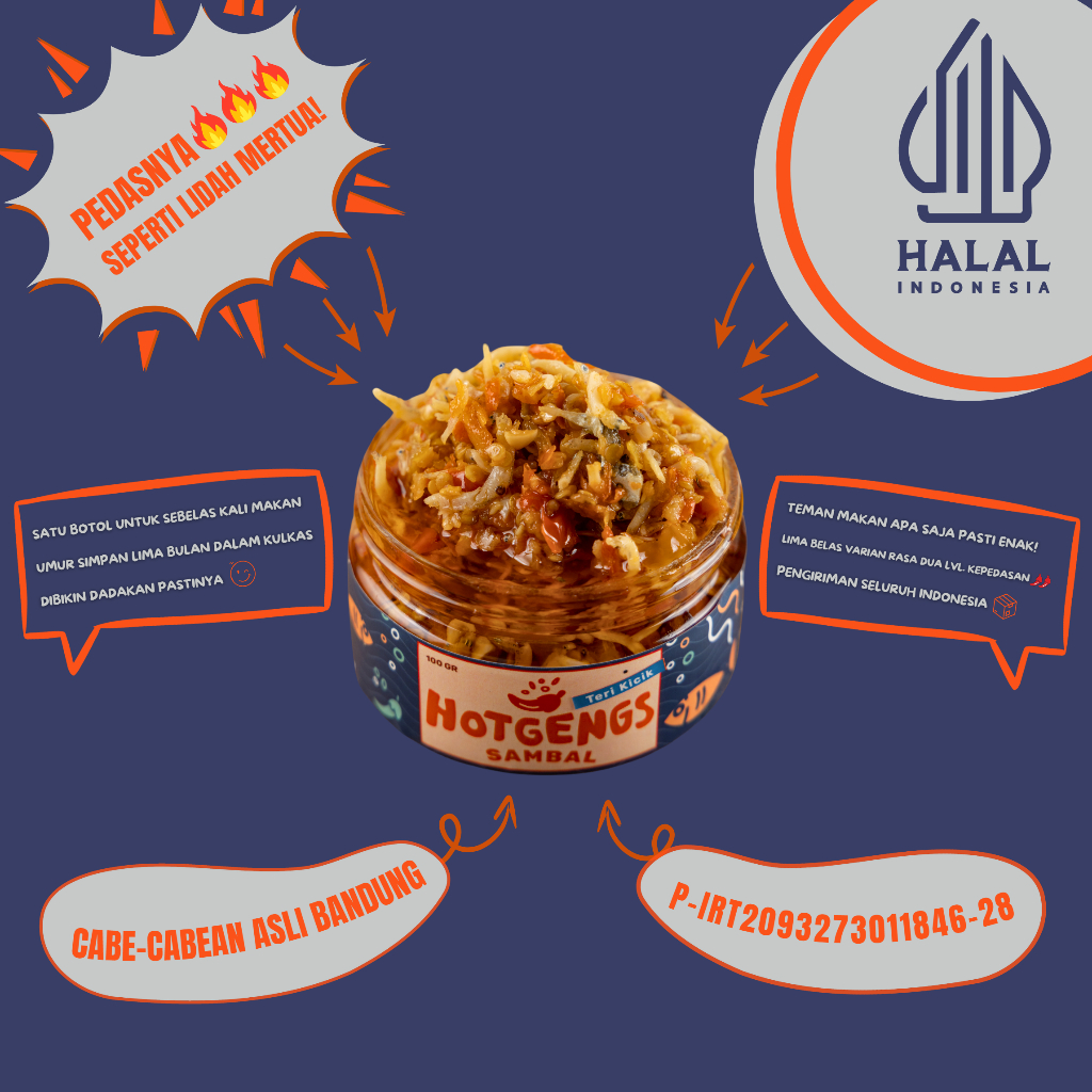 

Sambal Hotgengs - Sambal Bawang TERI KICIK 170 Gram. Sambel Pedas Homemade