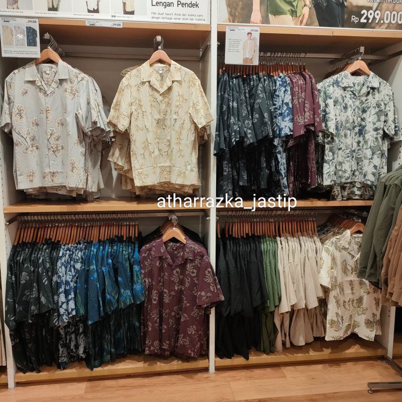Kemeja Uniqlo Men Katun modal Kerah terbuka jastip