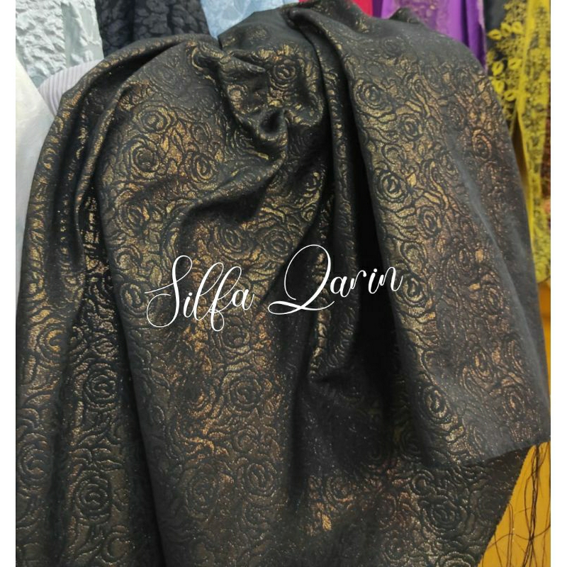 Hnna Kain Bahan Jaguar Embos Metalic _ Jaguar Embos / Bahan Dress/Gaun (Harga 0,5 Meter)