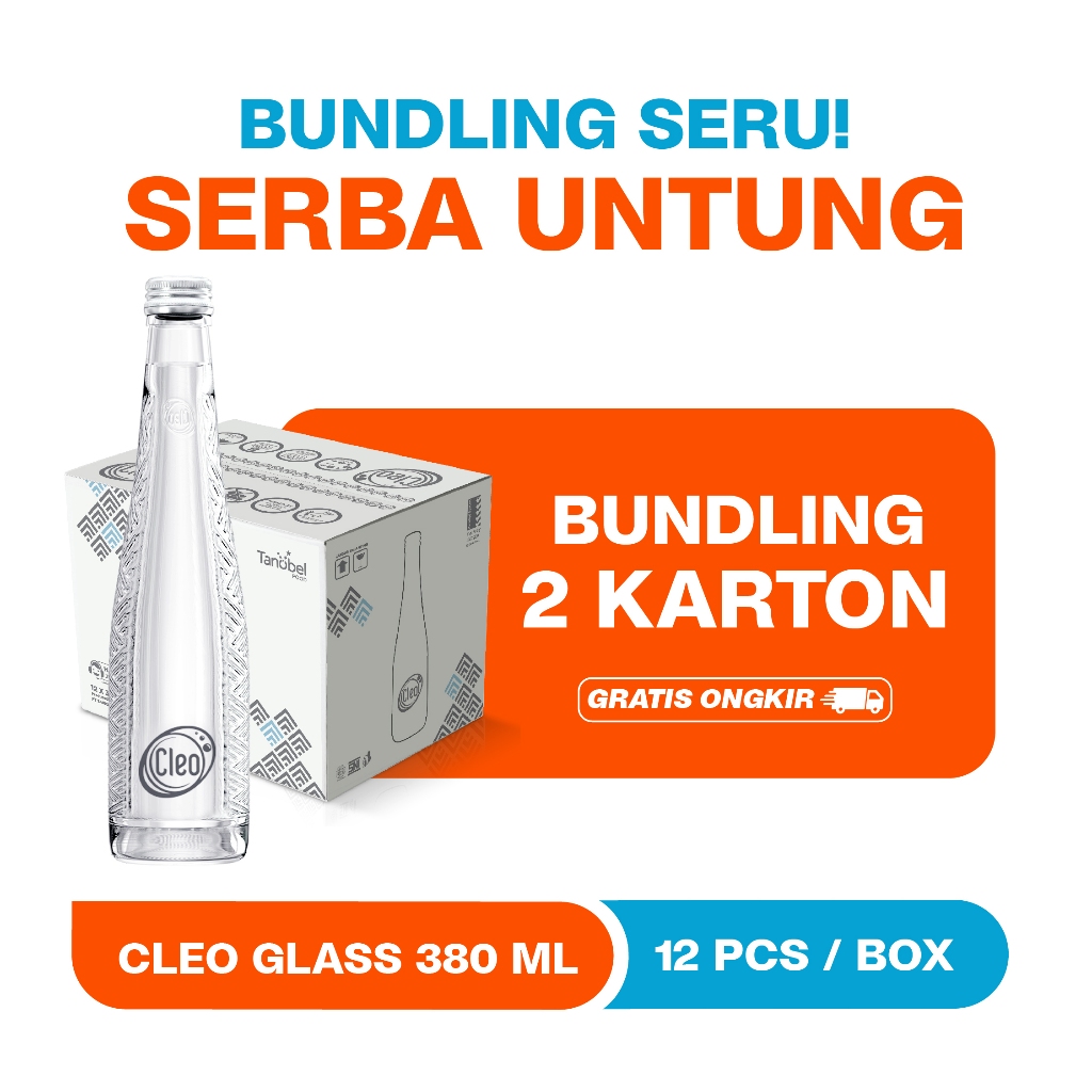 

Cleo Air Murni Glass 330 ml Box 12 pcs - Bundling Hemat 2 Karton