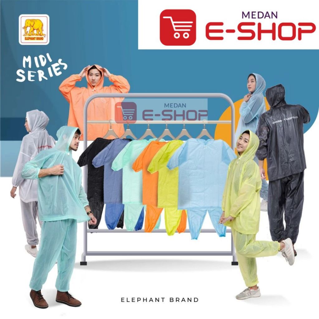 Jas Hujan Elephant Brand Midi Series - Mantel Jaket Celana Original