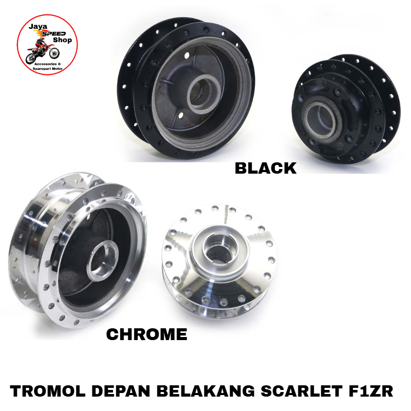 Scarlet Racing - Tromol Trombol Hub Depan Belakang Black Chrome F1ZR , FIZR
