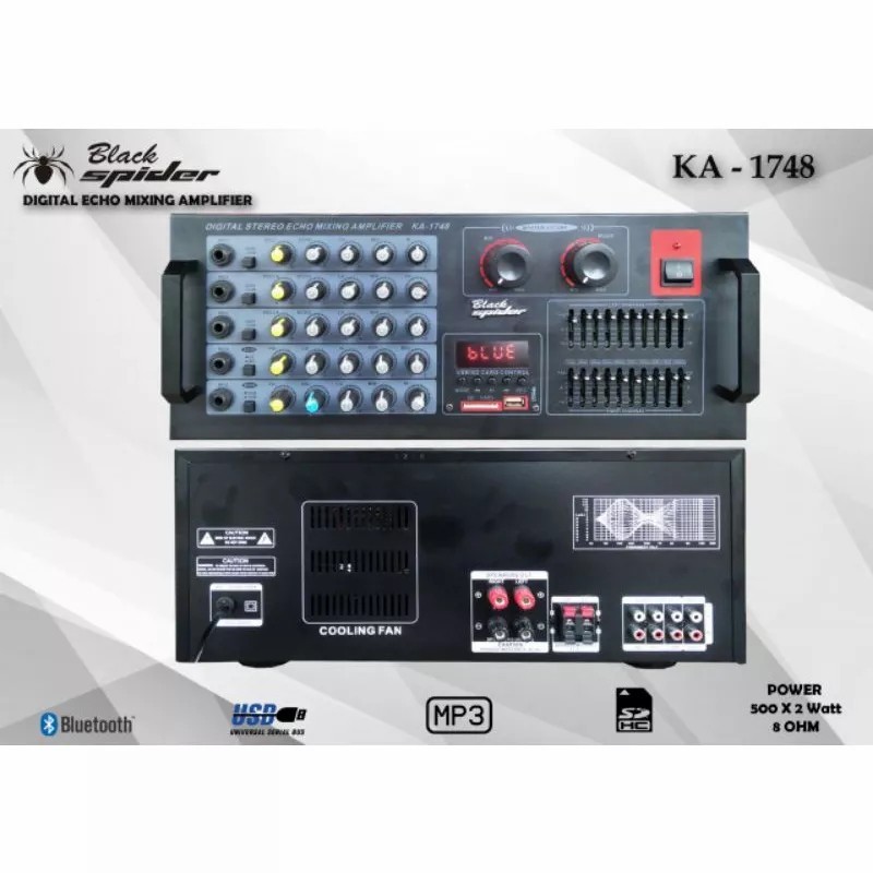 POWER AMPLIFIER BLACKSPIDER KA 1748 BLUETOOTH / AMPLI BLACK SPIDER KA1748 ORIGINAL KA-1748