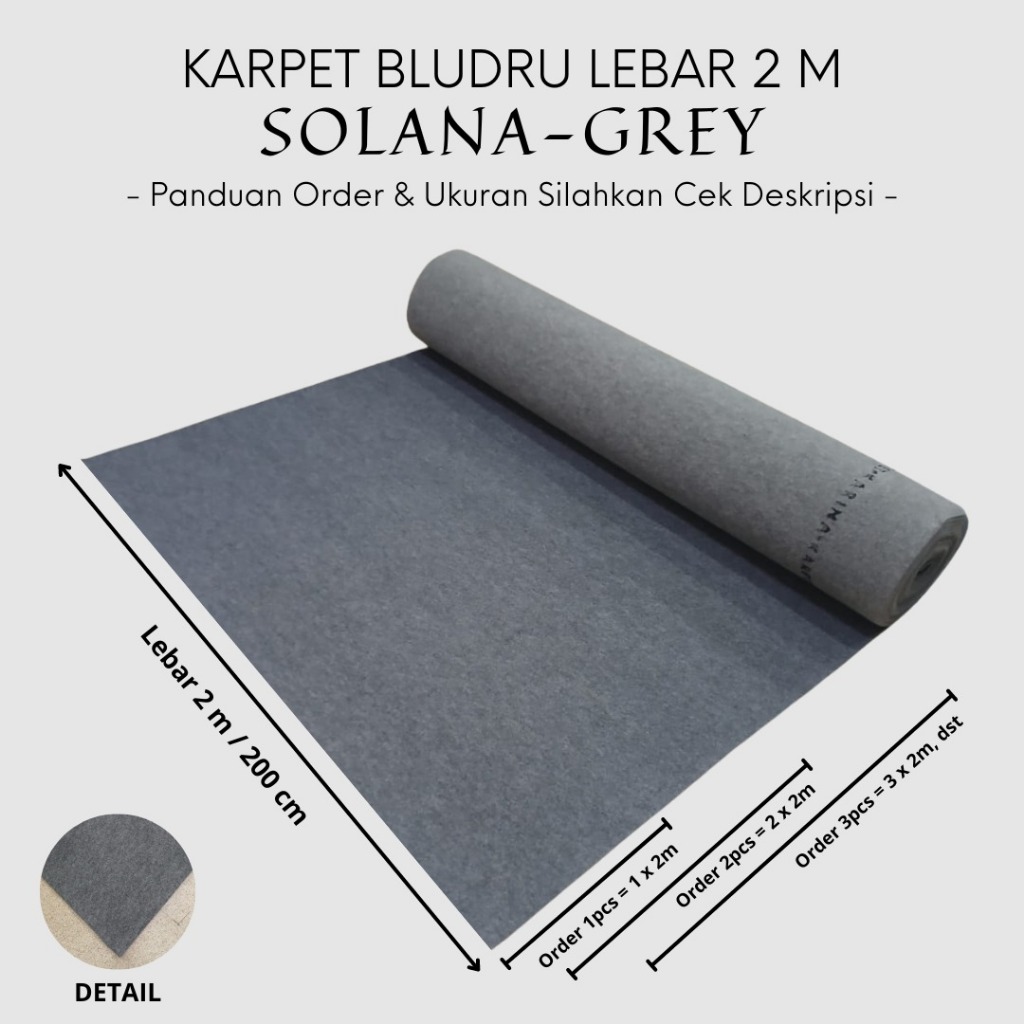 Karpet Lantai Bludru Polos Meteran 1x2m Karpet Exhibition SOLANA - GREY