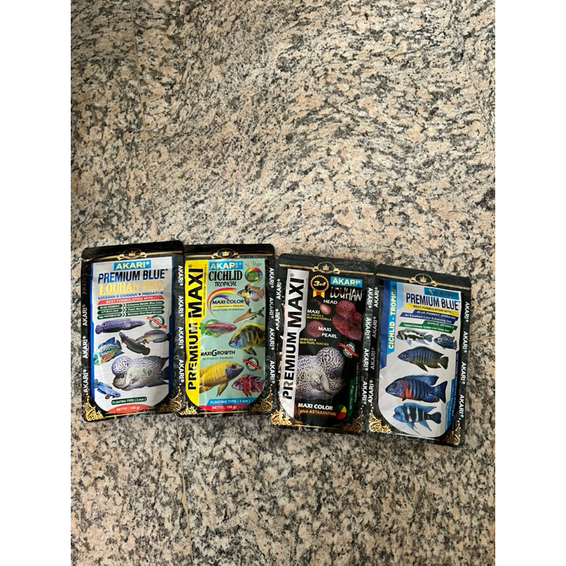 AKARI PREMIUM MAXI, MAXI LOUHAN, BLUE, BLUE LOUHAN 100 gr PELET IKAN HIAS