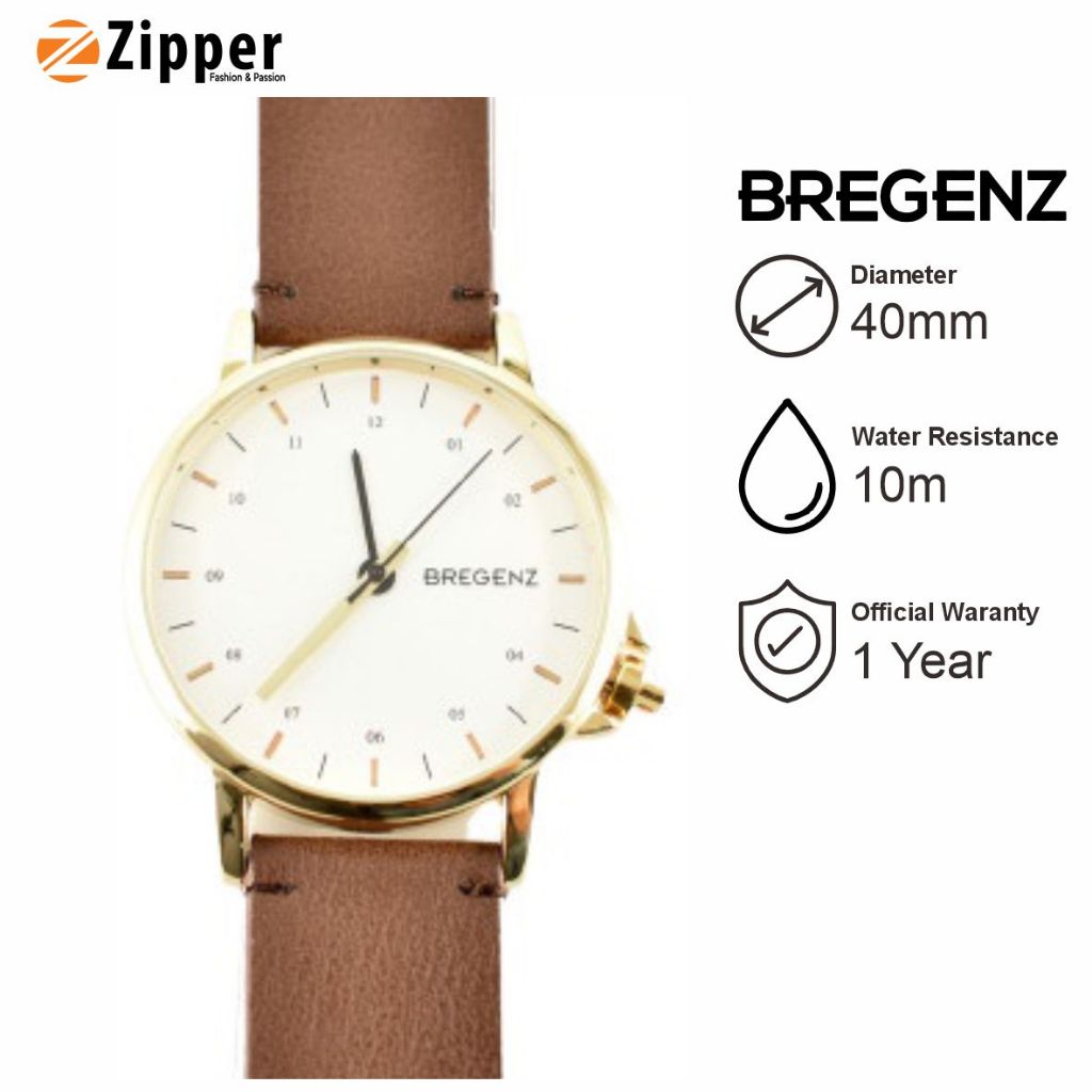 9.9 Jam Tangan Pria BREGENZ 1010MK-BROWN Tali Strap Kulit Original Garansi Resmi