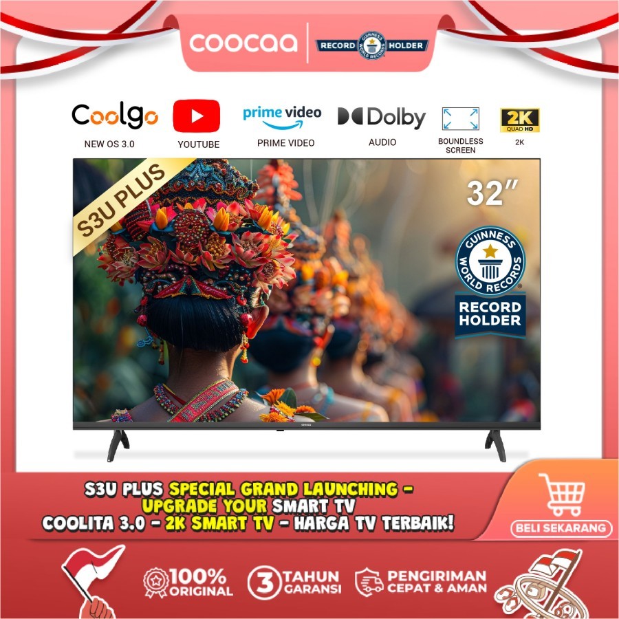 TV COOCAA 32 inch - Coolita 3.0 - Smart TV - 2K LED - Voice Control - Youtube/ Prime Video - Dolby A