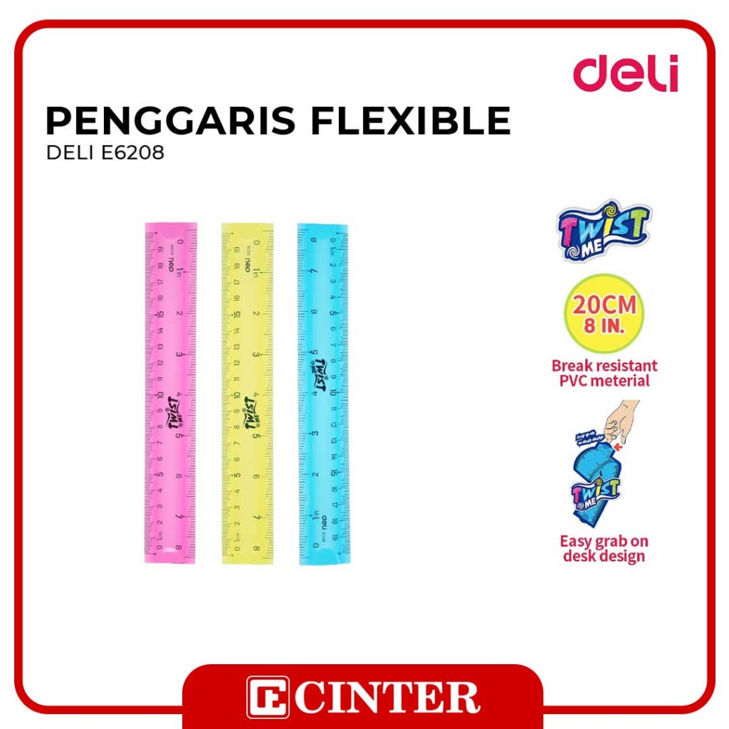 

DELI - PENGGARIS / RULER 20 CM FLEKSIBEL E6208