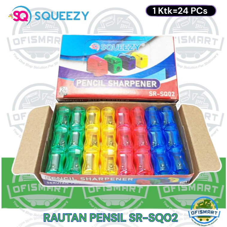 

Squeezy Pengasah Rautan Pensil Sharpener SR-SQ02 | @ 1Ktk=24PCs