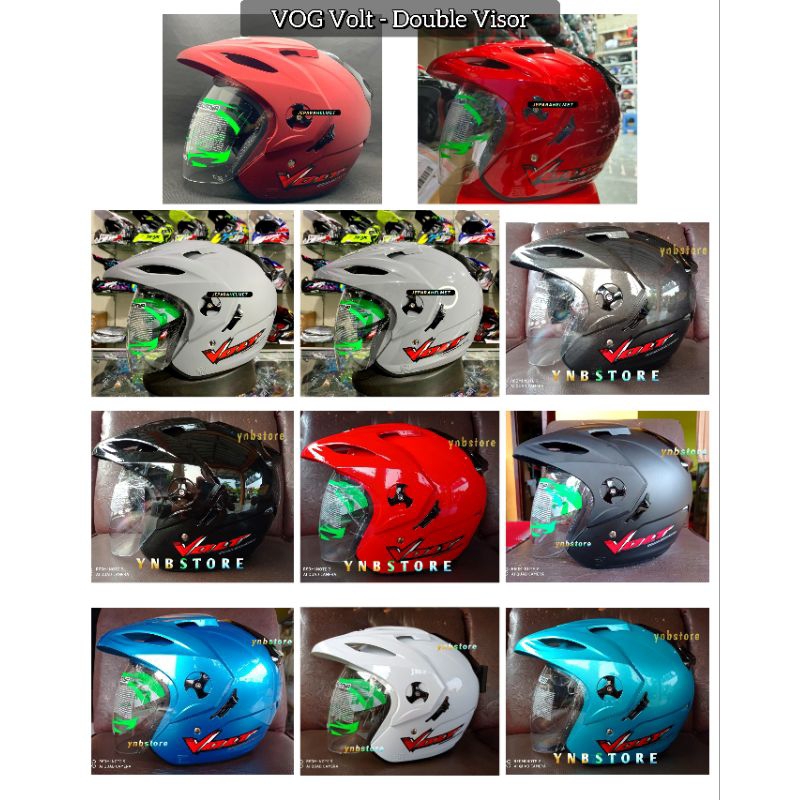 Helm VOG Volt Solid Double Visor Semua Warna Original SNI Ongkir 2KG | VOG Volt Polos Double Visor B