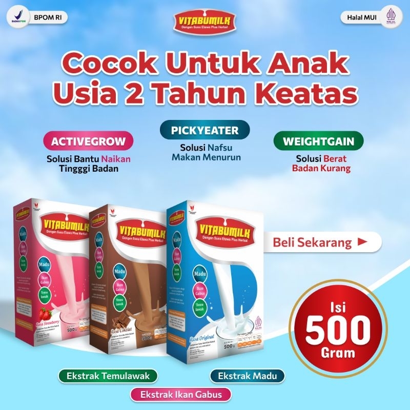 

Susu gemuk anak susu penambah berat badan anak dewasa susu Etawa, madu, curcuma, ikan gabus 500 gram