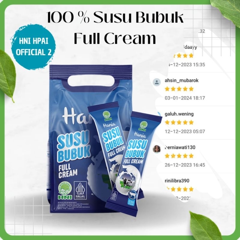 

Hania susu bubuk full cream 100% hni hpai