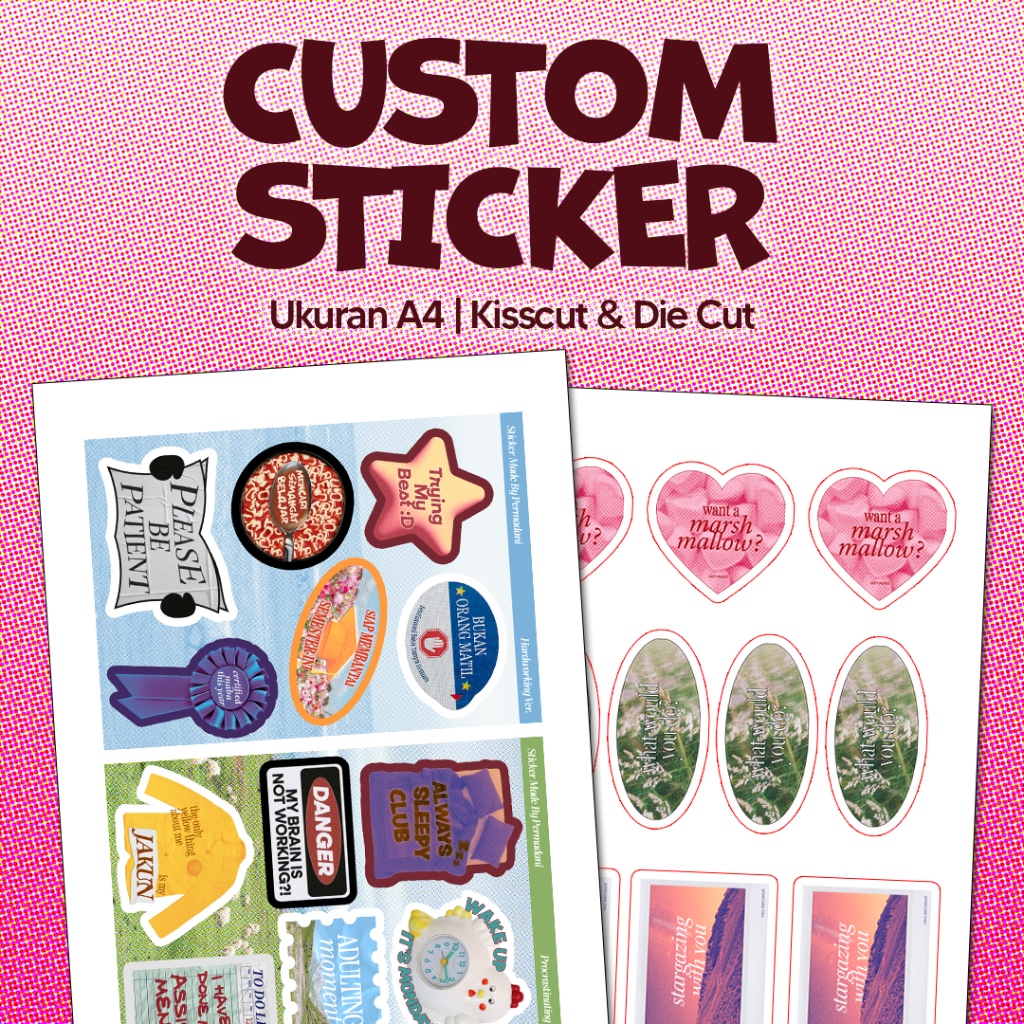 

Cetak Stiker Sheet & Sticker Die Cut (Glitter/Hologram/Doff)