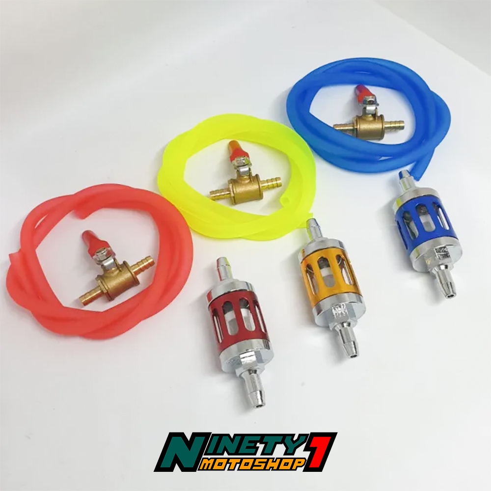 PAKET SELANG BENSIN WARNA + FILTER SARINGAN BENSIN KACA DAN KRAN BENSIN SEMUA MOTOR