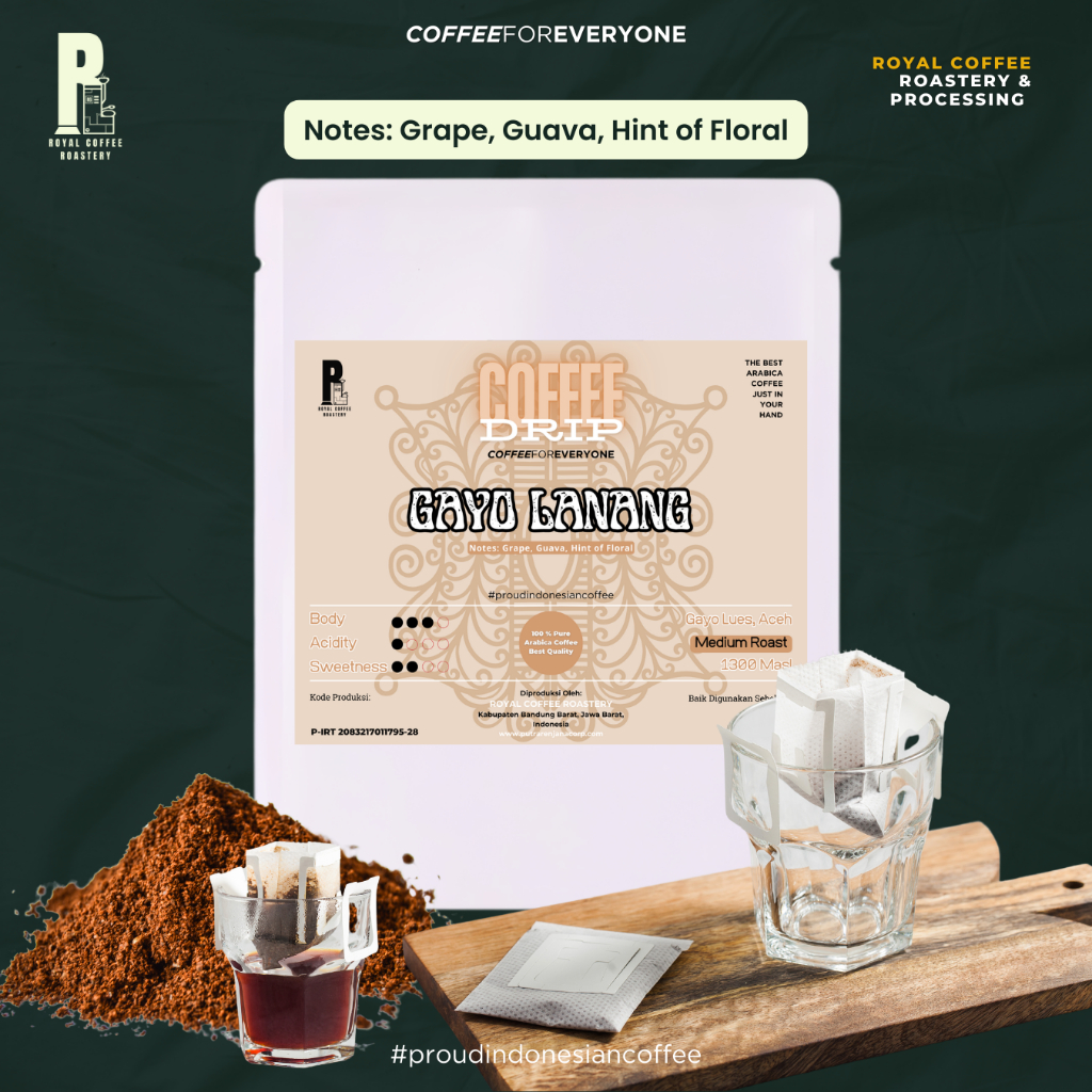 

Drip Bag Kopi Arabika Gayo Lanang Kopi Instan Kopi Bubuk Gayo Lues Royal Coffee Roastery