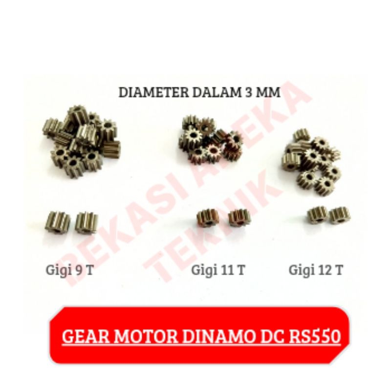 GEAR DINAMO RS-550  Pinion gear DC RS-550 9T 11T 12T Pinion Gear Gigi Mesin Bor Cordless DC RS-550
