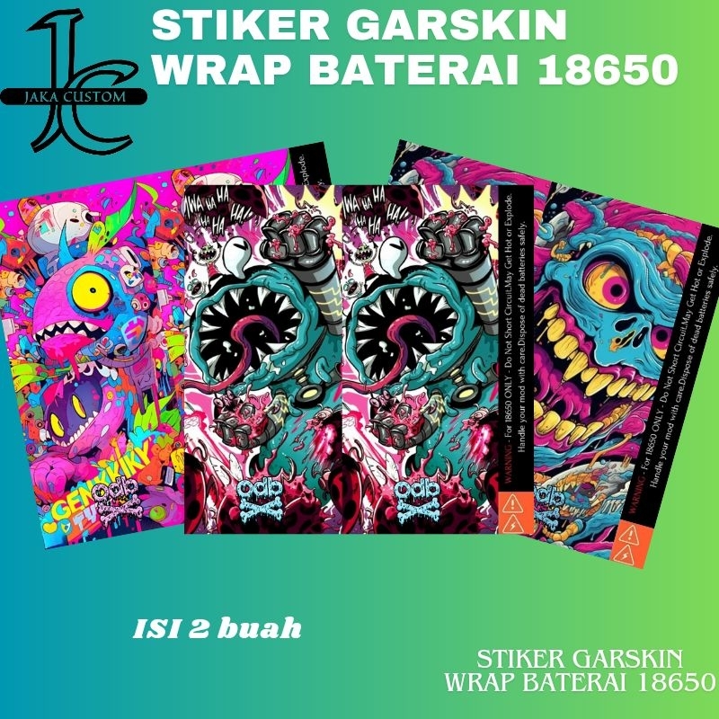 Jaka Custom - Skin Stiker Wrap Baterai 18650 Motif ODB X Abstract Monster Full Desain Untuk Melindun