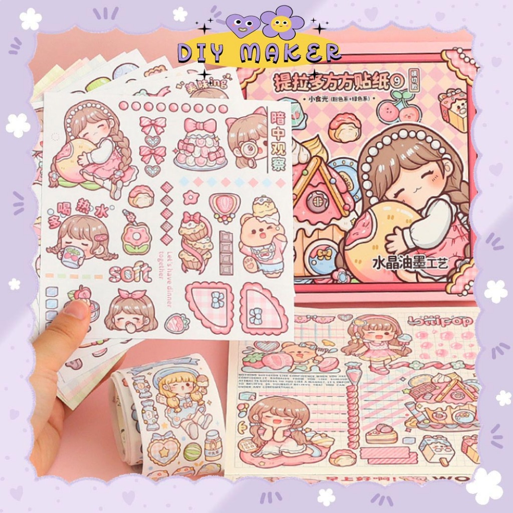 

DM Stiker Pack Dodogirl DIY Dekorasi Case HP Botol Sticker Journaling Cantik Edisi SNACK GIRL TLD139