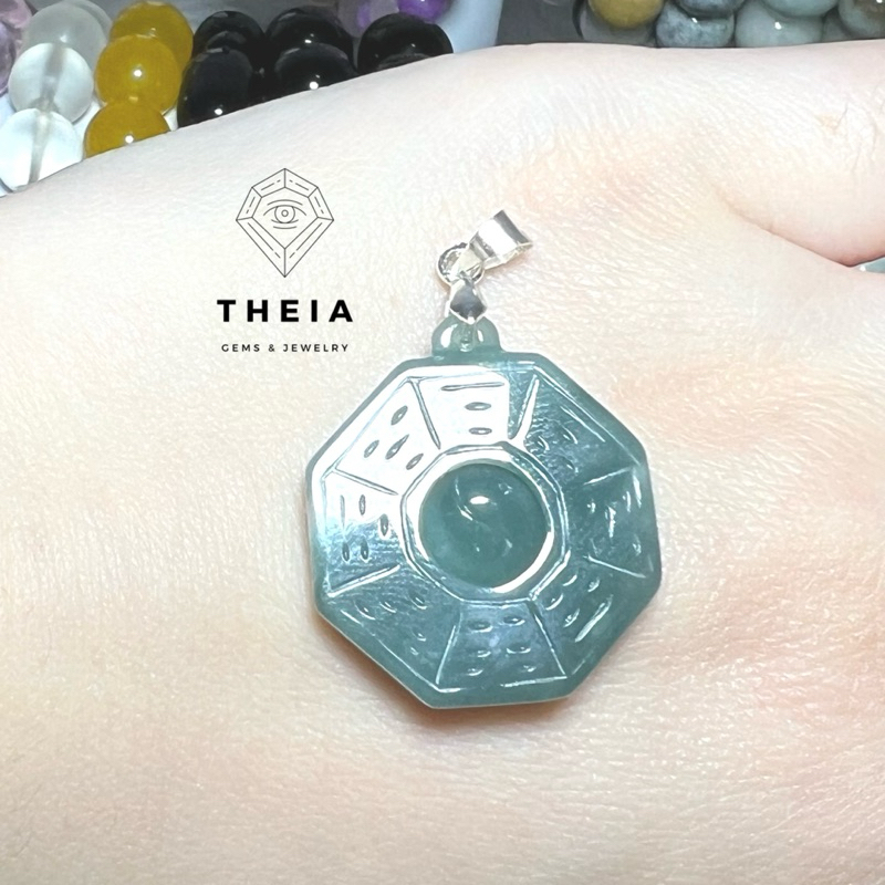 pendant liontin giok jade jadeite agate ying yang ba gua cupid foot angel