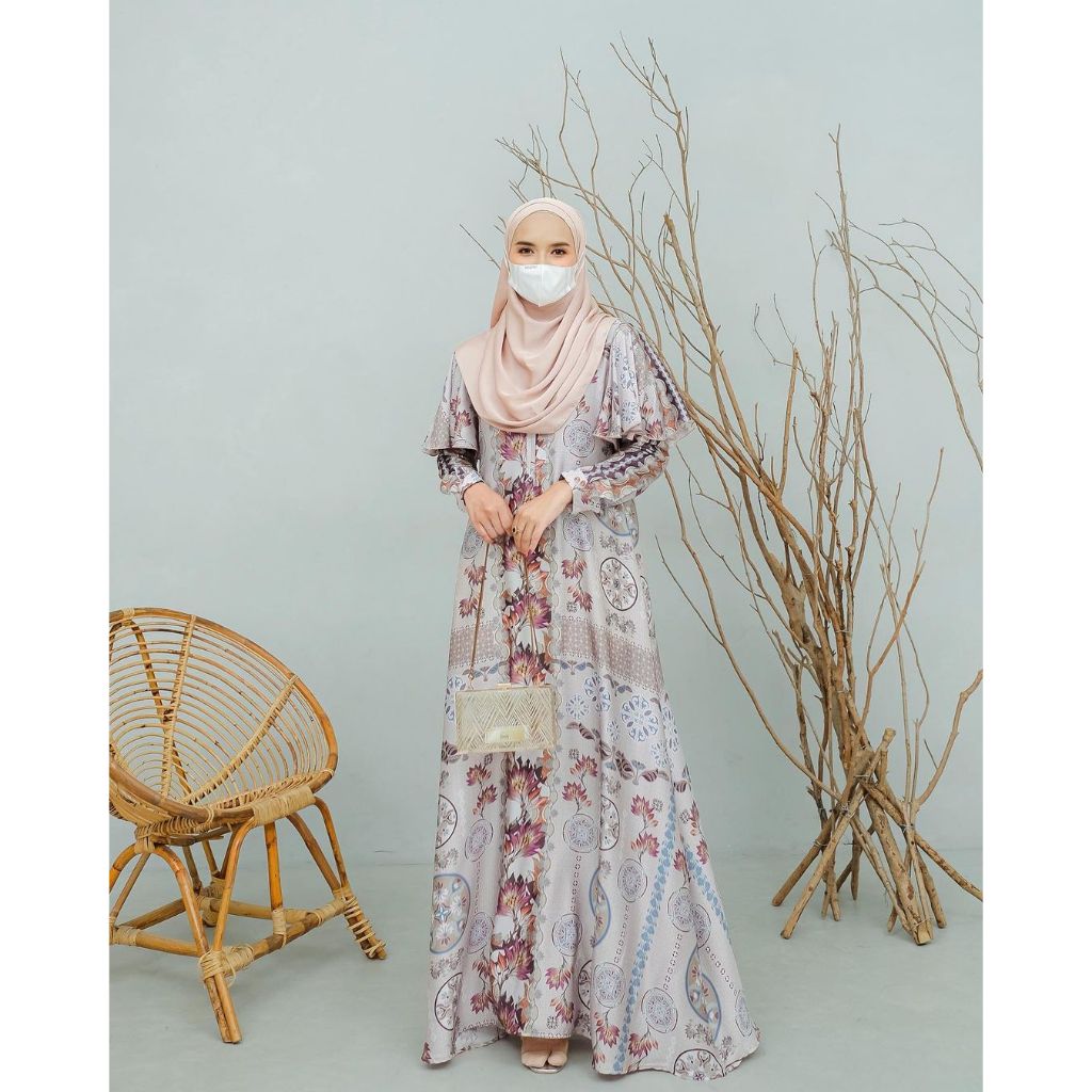 Mazaya Dress Greige ORI by EVOLVERE X ELMIZA