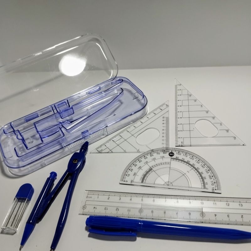 

paket penggaris set 7 in 1 jangka set math acrylic study murah compass set 3019