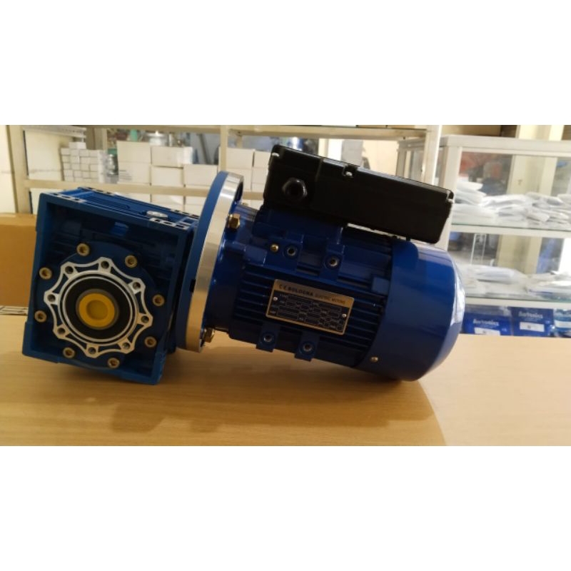 WORM GEAR MOTOR NMRV 063 set motor 1 hp 1 phase NMRV 063 RATIO 1:7.5 - 80 0.75KW / 1HP 220V 1PHASE