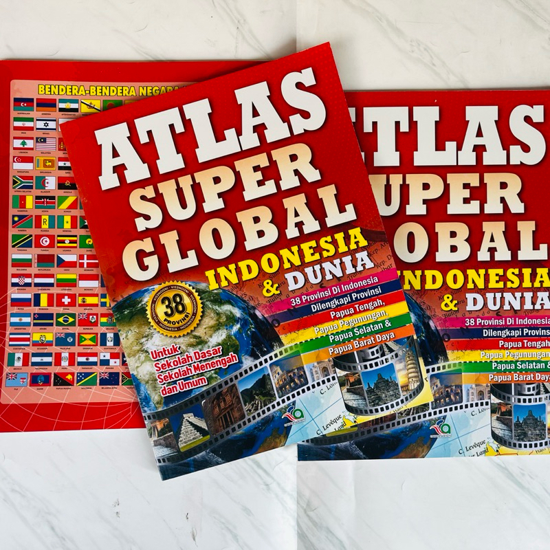 Atlas Super Global Indonesia dan Dunia edisi terbaru ukuran Jumbo