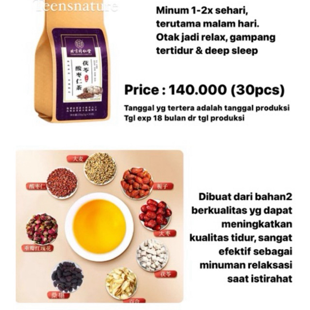 

RB Insomnia Tea Tong Ren Tang Hongkong Herbal Relaksasi