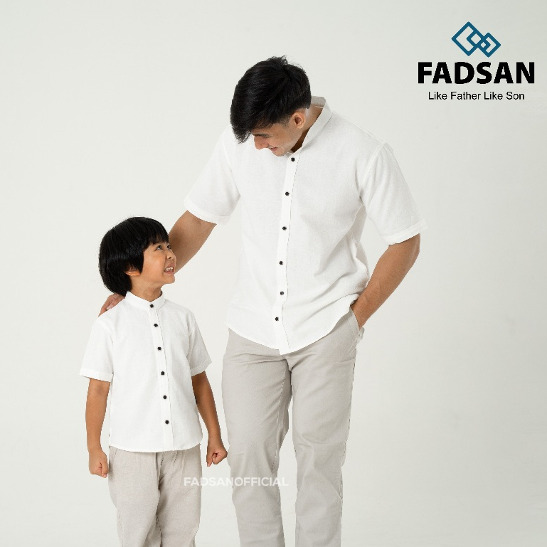 FADSAN Baju Hem Kemeja Koko Couple Atasan Fashion Muslim Kembaran Ayah Dan Anak Cowok Laki Laki Pria