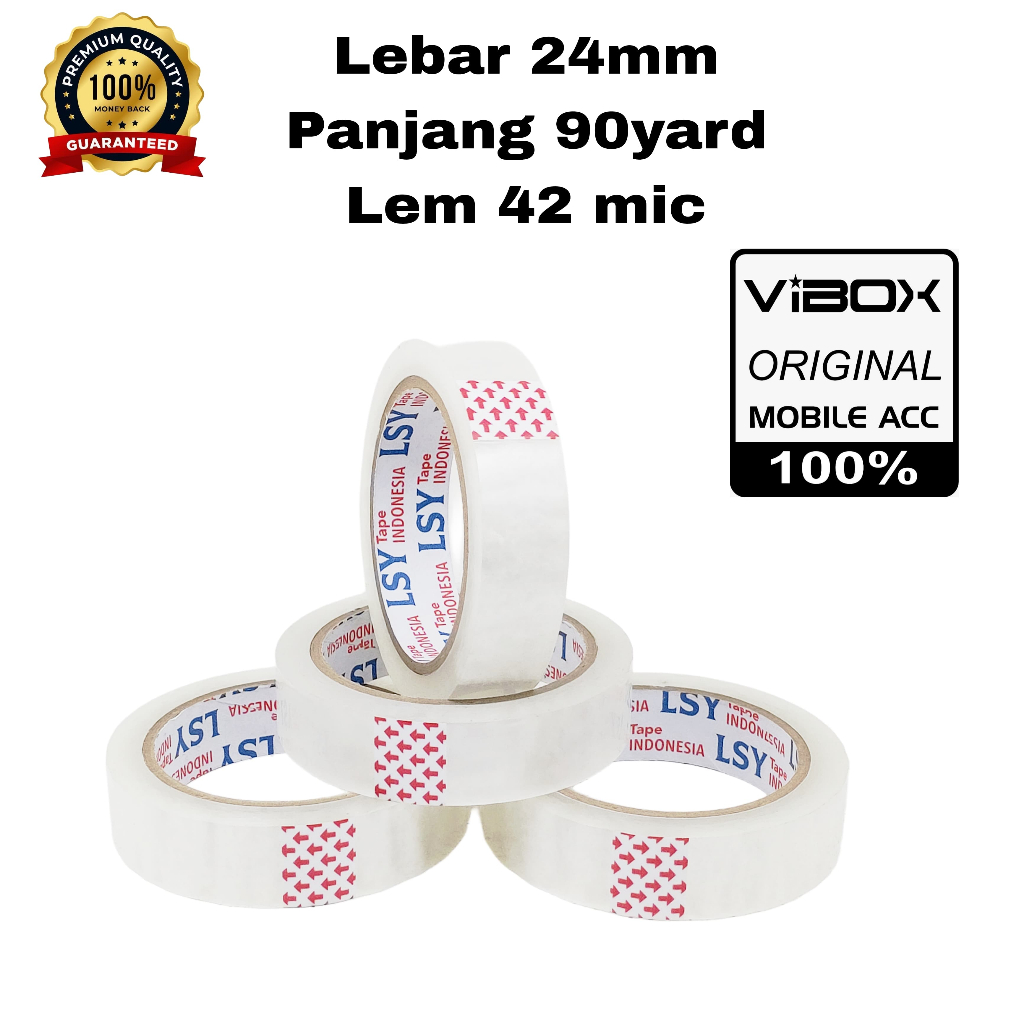 

Vibox Isolasi Lsy Bening 24mm X 90Yard Full Original Untuk Kerajinan Tangan Multi Fungsi Lem Sticky & Strong (1inch Uk Sedang)