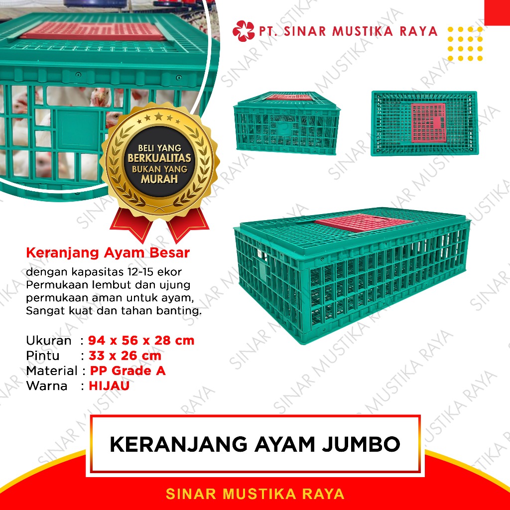 Keranjang Ayam Plastik Besar Jumbo Lokal Transport Panen Broiler Hijau