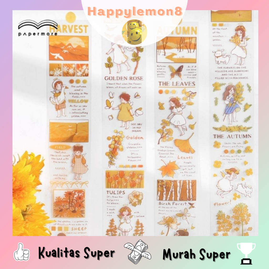 

Stiker Dekorasi Buku Harian Gadis Berbintang Kreatif Label Stiker DIY seri kuning Ukuran 60x350mm