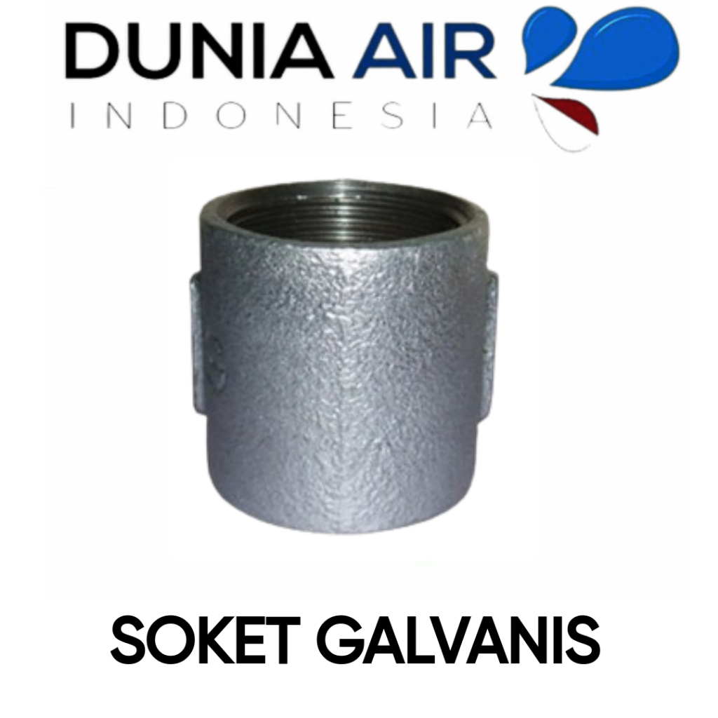 Socket 1/2" Soket Sock Sambungan Lurus Besi Pipa Galvanis Drat Dalam