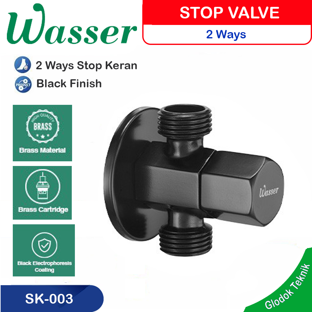 Wasser kran shower Double 2 way SK-003 Midnight Black Hexagonal Stop Valve