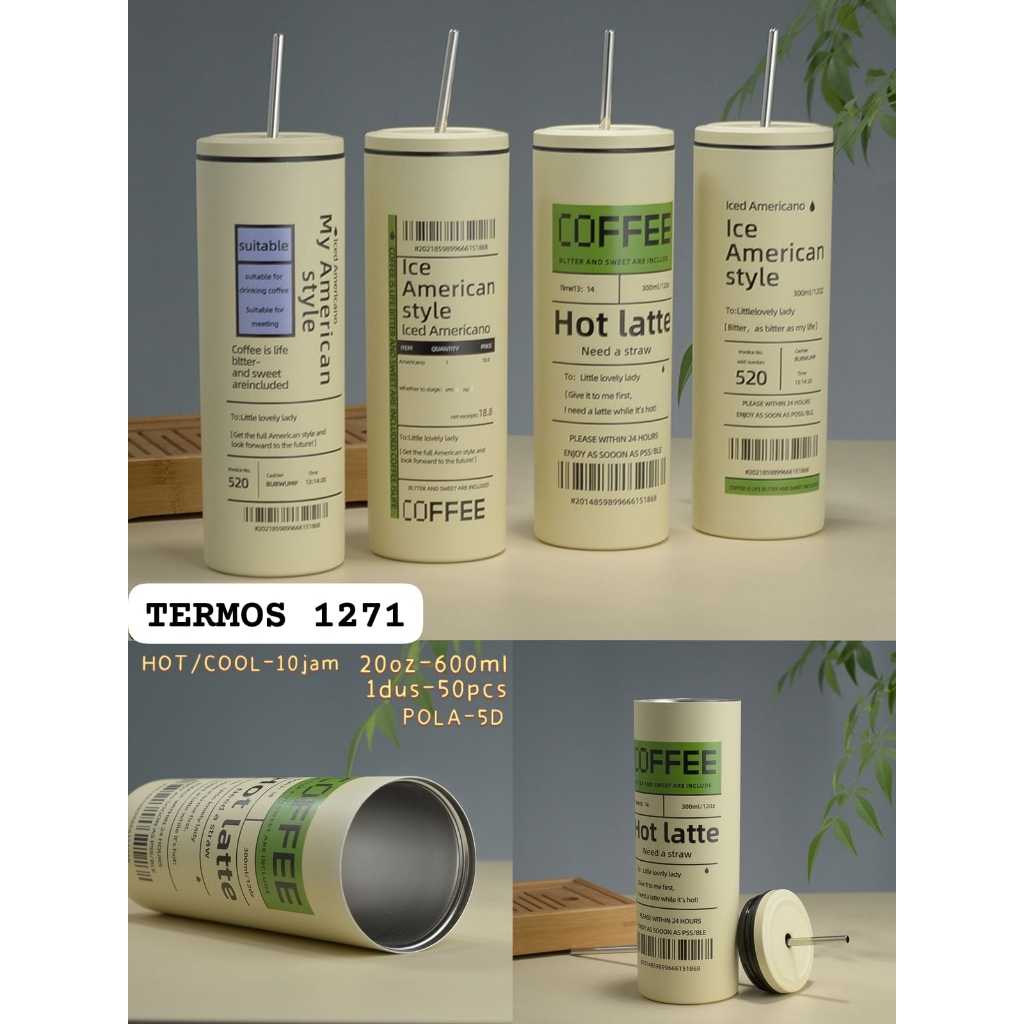 Thermos Gelas / Tumbler Stainless Steel Tinggi Tahan Panas Dingin Kapasitas 600 Ml Kode 1271