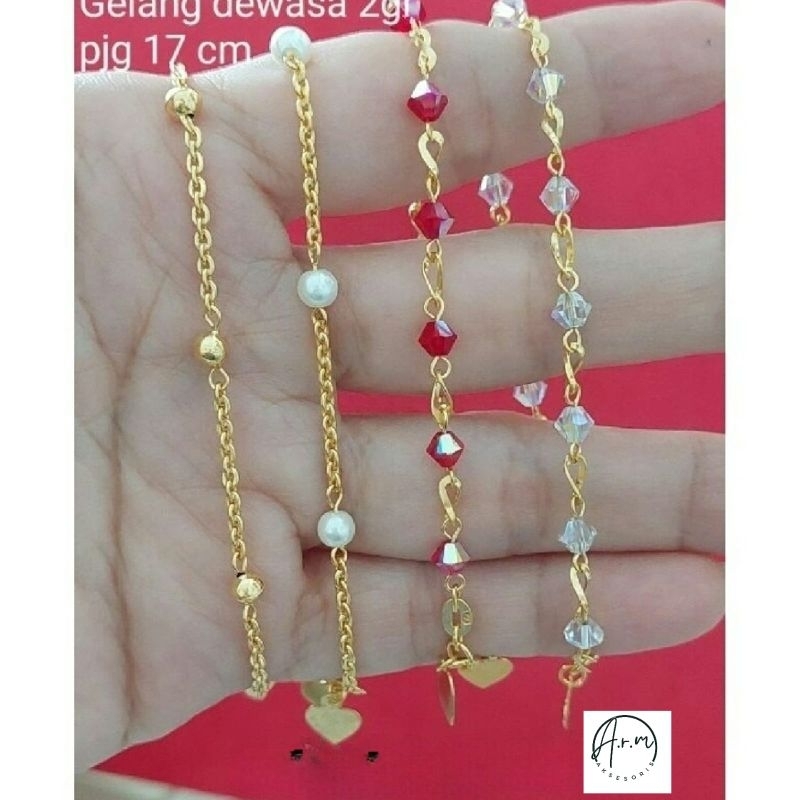 Gelang Tangan Dewasa Crystal Emas Muda 2 gram