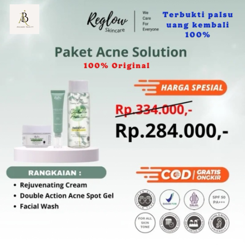 Paket acne solution/ Reglow dr shindy skincare official store/reglow official store/skincare glowing