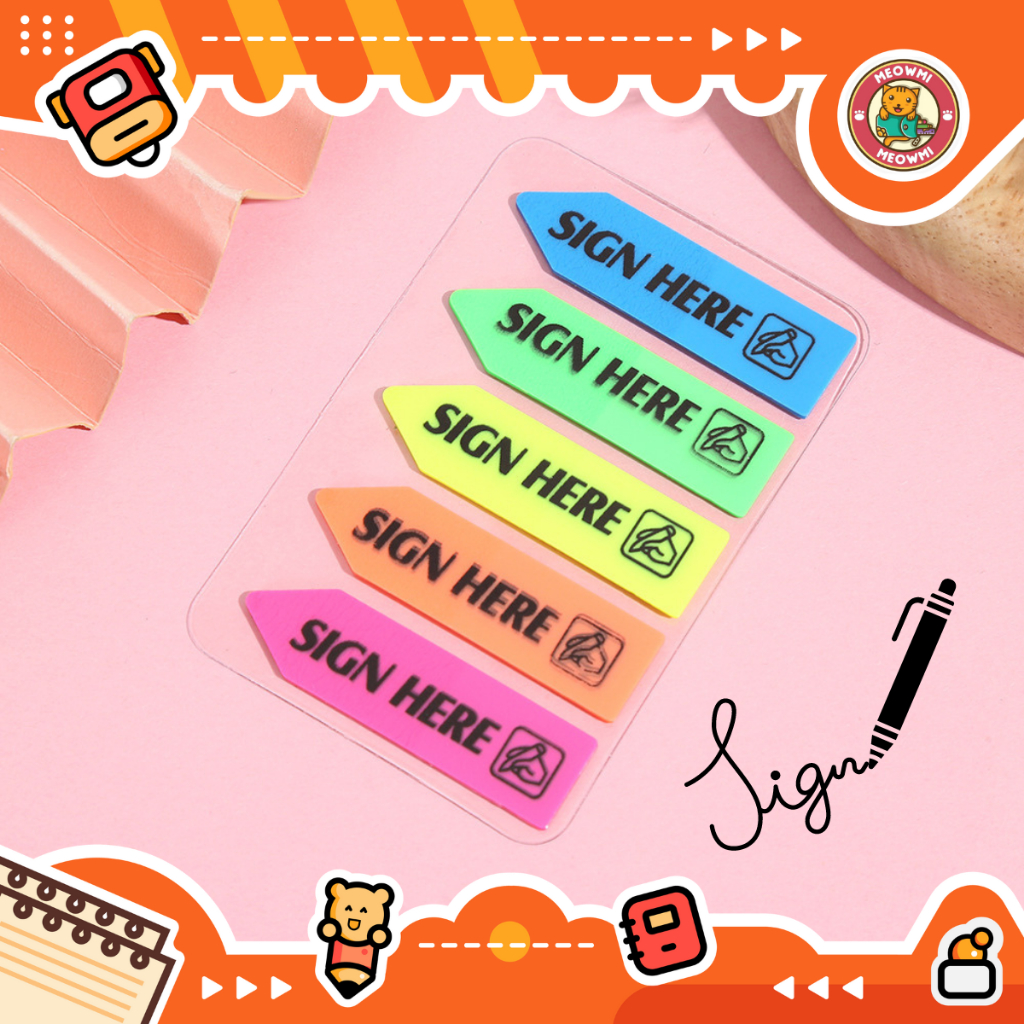 

Sign Here Label Tanda Tangan Sticky Notes Warna Isi 100 lembar MB0023