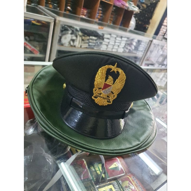 Topi PDU Bintara Tni Ad Hijau Dan Sarungnya | Topi PDU Tni Ad | Topi Hijau PDU