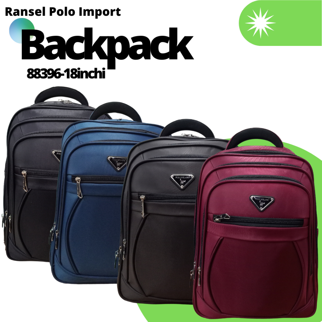 TAS RANSEL PRIA TERBARU Tas Import Backpack USB Charger Tas POLO Ransel POLO MILANO 88396-18inchi