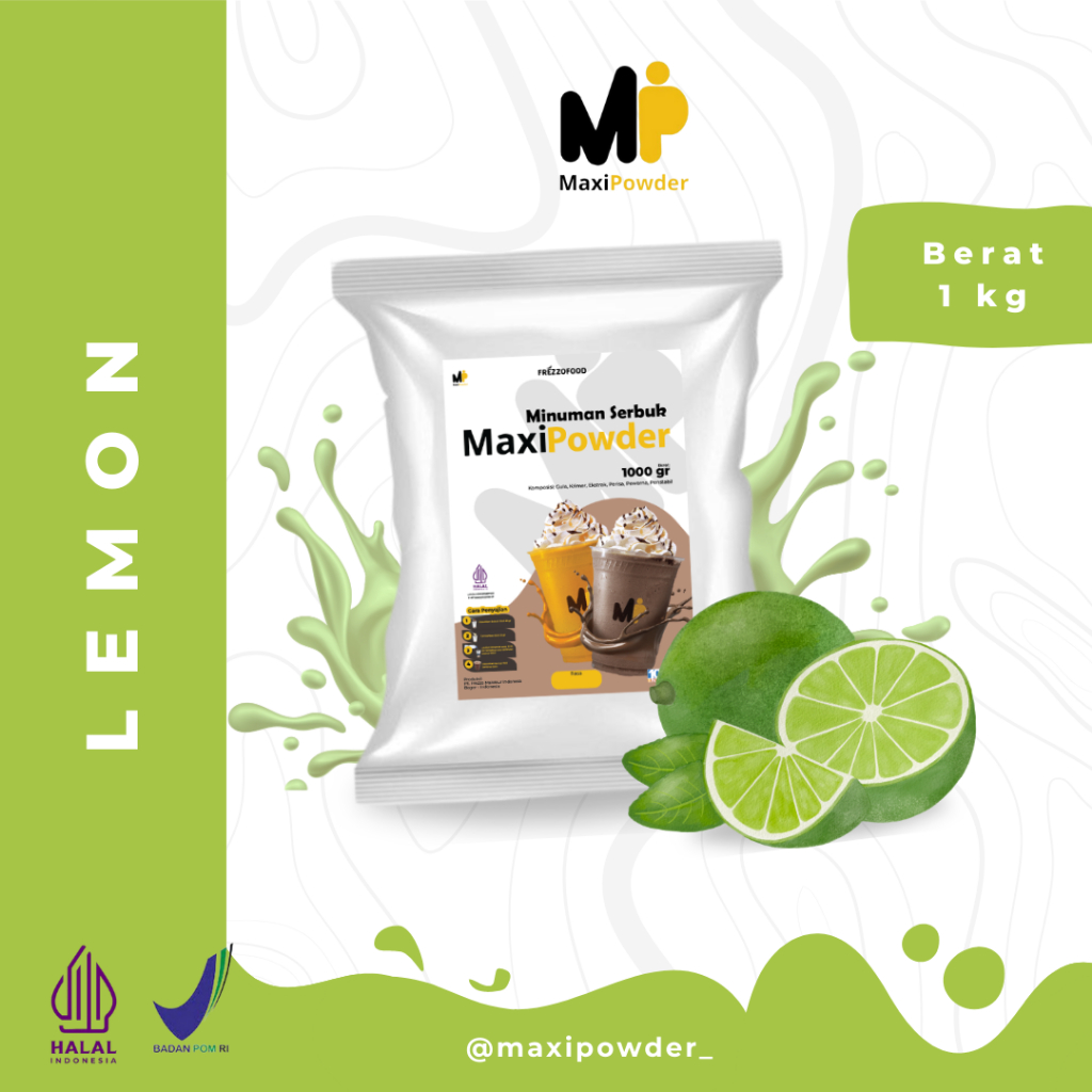 

Bubuk Minuman Rasa Lemon 1kg / Minuman Kekinian Lemon Termurah / MaxiPowder