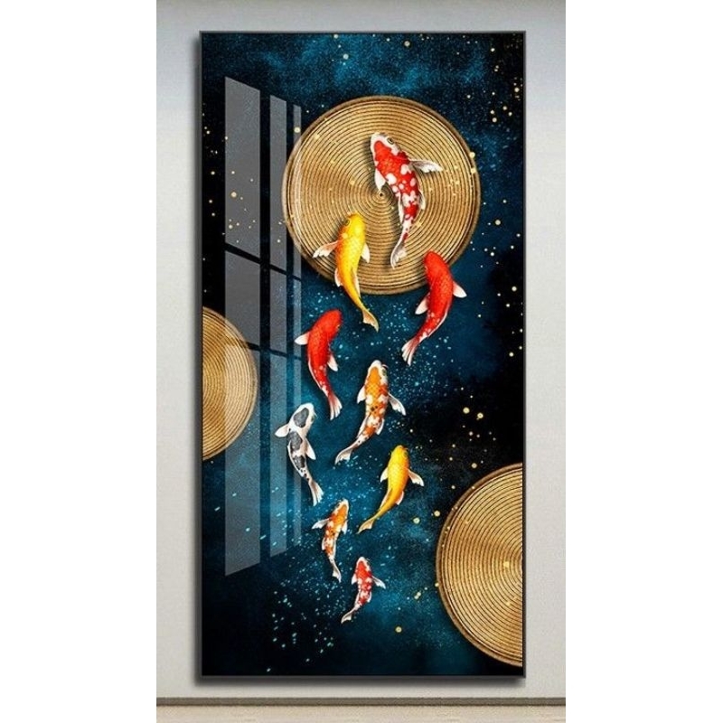 lukisan dinding ikan koi aeshetic