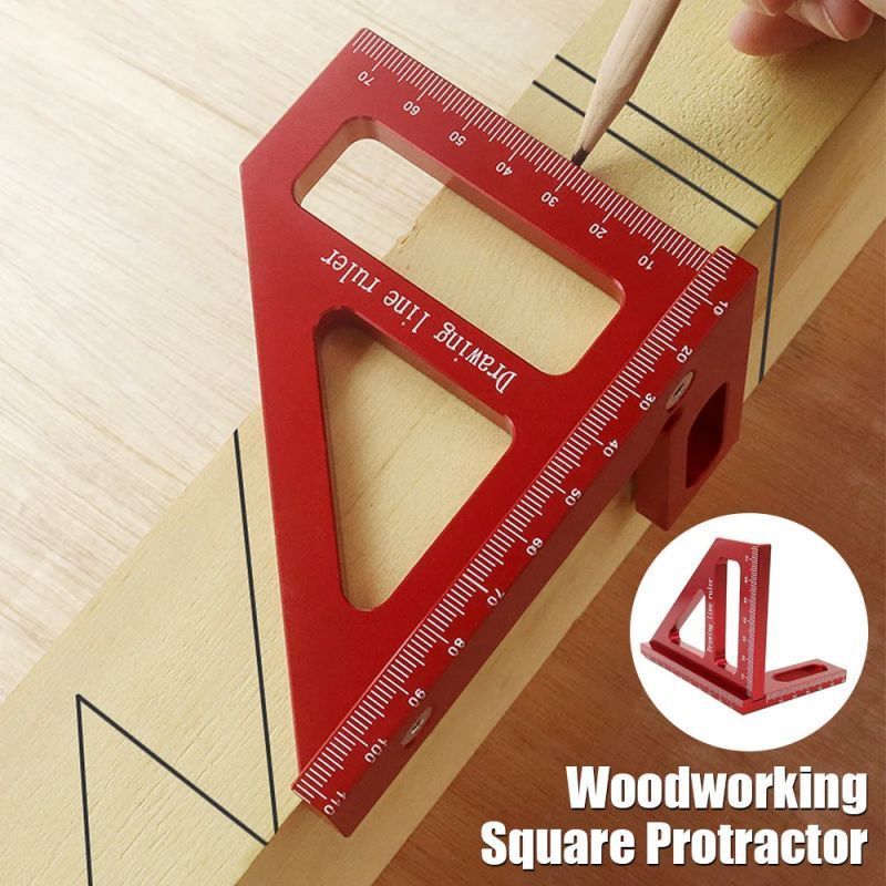 Penggaris Siku Serbaguna Penggaris Segitiga Siku Aluminium Woodworking Ruler Penggaris Tukang Kayu