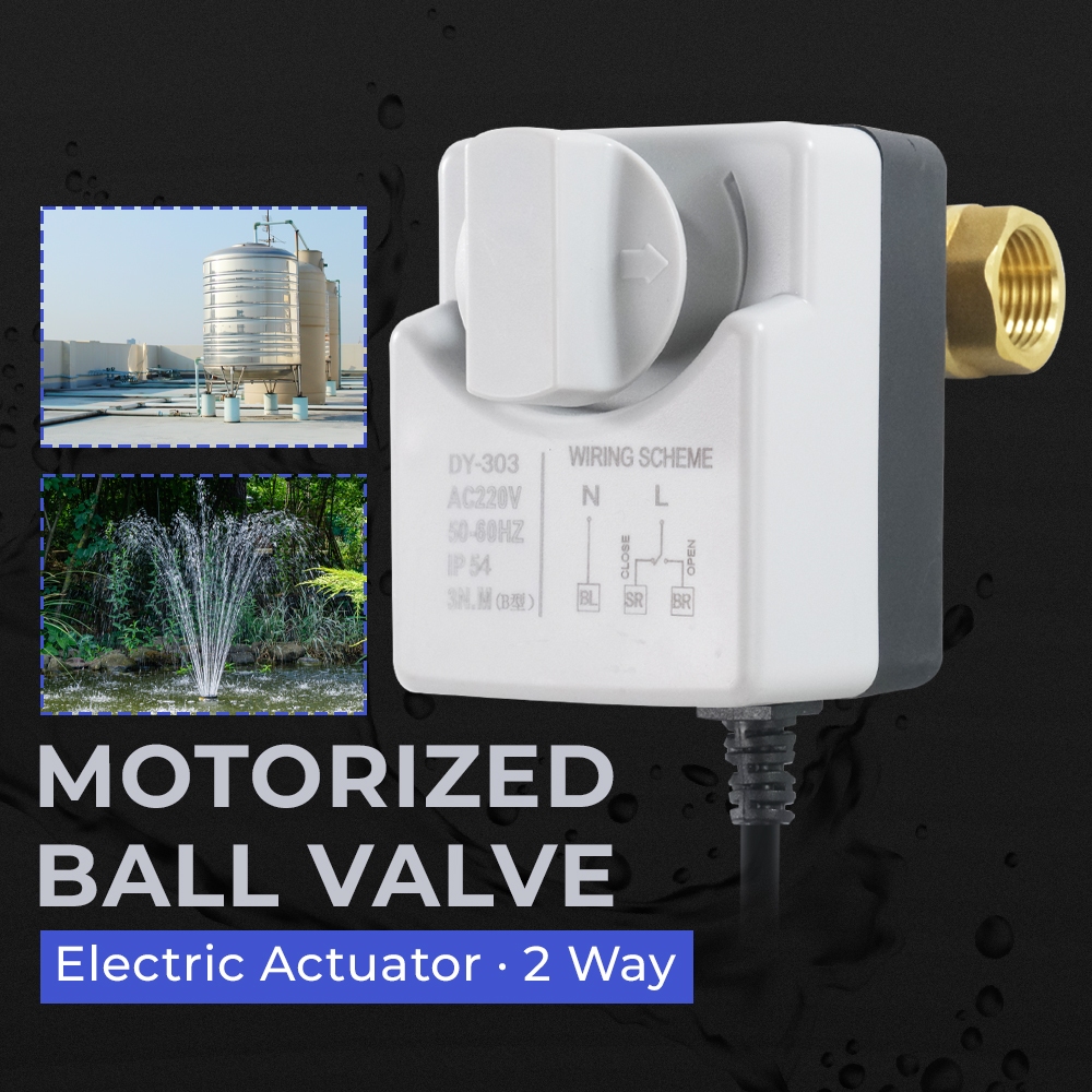 Brass Motorized Ball DN15 Valve Type Electric Actuator 2 Way - DY-303 - Black