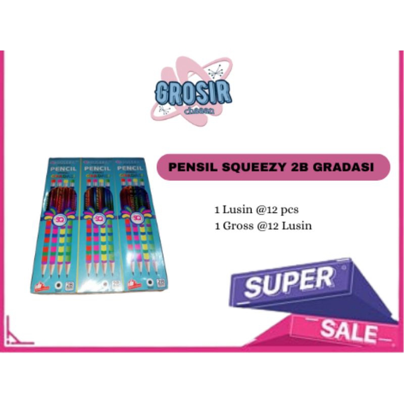 

PENSIL SQUEEZY 2B GRADASI/ Pensil 1 lusin/ pensil 2B