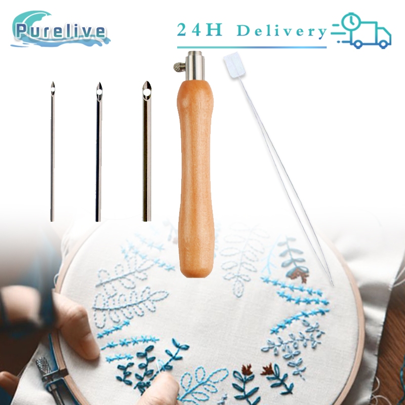 5pcs Jarum Sulam Punch Needle Set Punch Needle Bambu DIY Sewing Kit Set