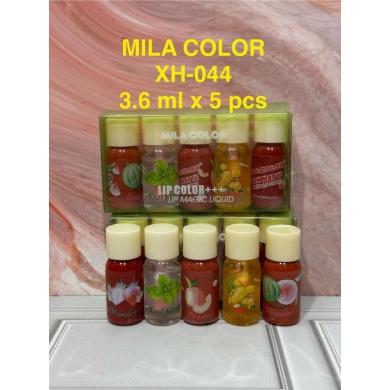 LIPGLOSS LIP GLOSS MILA COLOR MINI MAGIC LIQUID XH-044 ISI 3.6 ML X 5 PCS MURAH